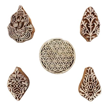 Set of 5 Piece New Mix Wooden Printing Blocks